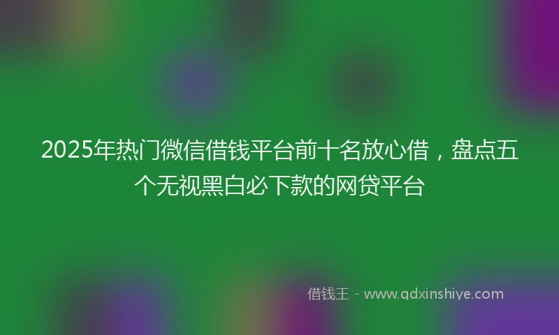 2025年热门微信借钱平台前十名放心借，盘点五个无视黑白必下款的网贷平台