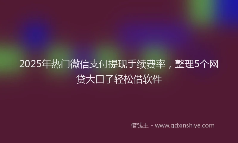 2025年热门微信支付提现手续费率，整理5个网贷大口子轻松借软件