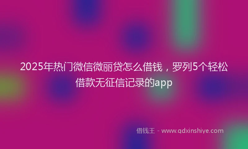 2025年热门微信微丽贷怎么借钱，罗列5个轻松借款无征信记录的app