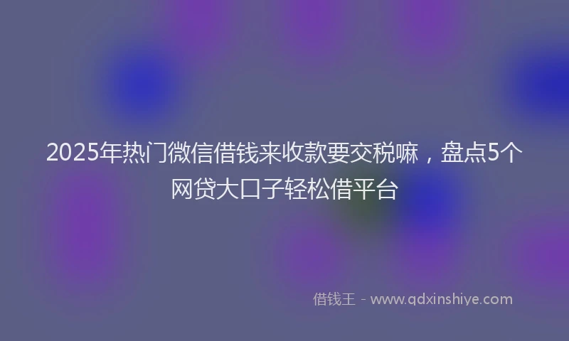 2025年热门微信借钱来收款要交税嘛，盘点5个网贷大口子轻松借平台