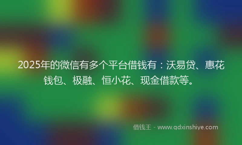2025年的微信有多个平台借钱有：沃易贷、惠花钱包、极融、恒小花、现金借款等。