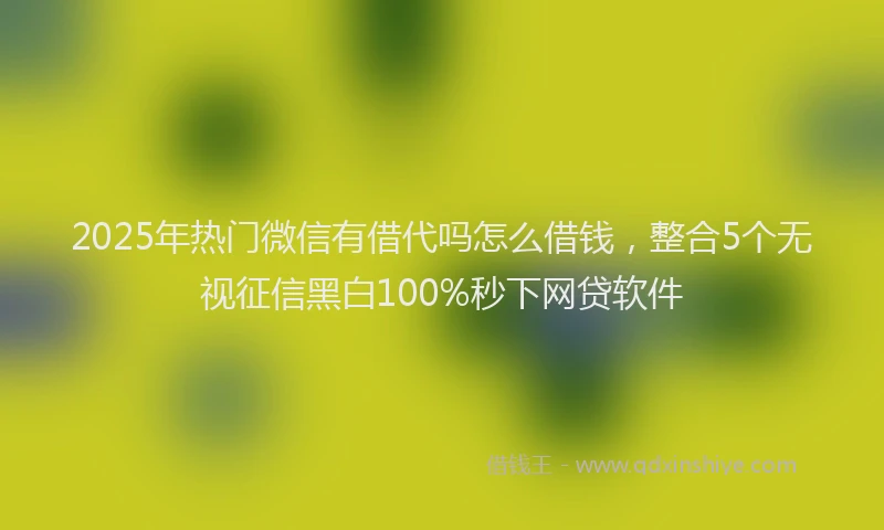 2025年热门微信有借代吗怎么借钱，整合5个无视征信黑白100%秒下网贷软件