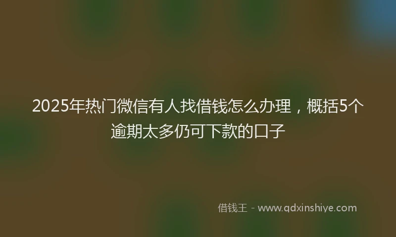 2025年热门微信有人找借钱怎么办理，概括5个逾期太多仍可下款的口子