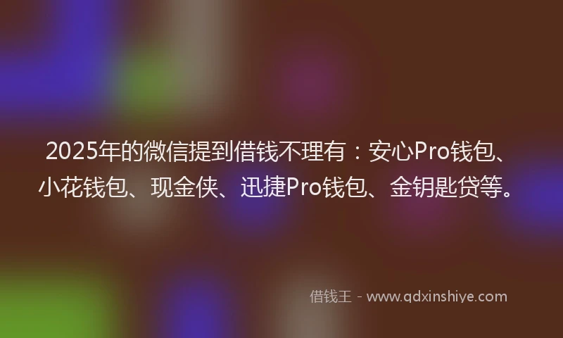 2025年的微信提到借钱不理有：安心Pro钱包、小花钱包、现金侠、迅捷Pro钱包、金钥匙贷等。