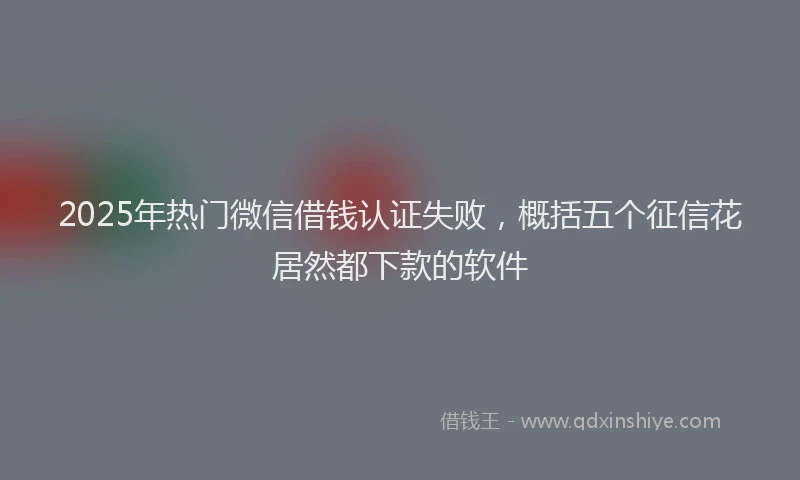 2025年热门微信借钱认证失败，概括五个征信花居然都下款的软件