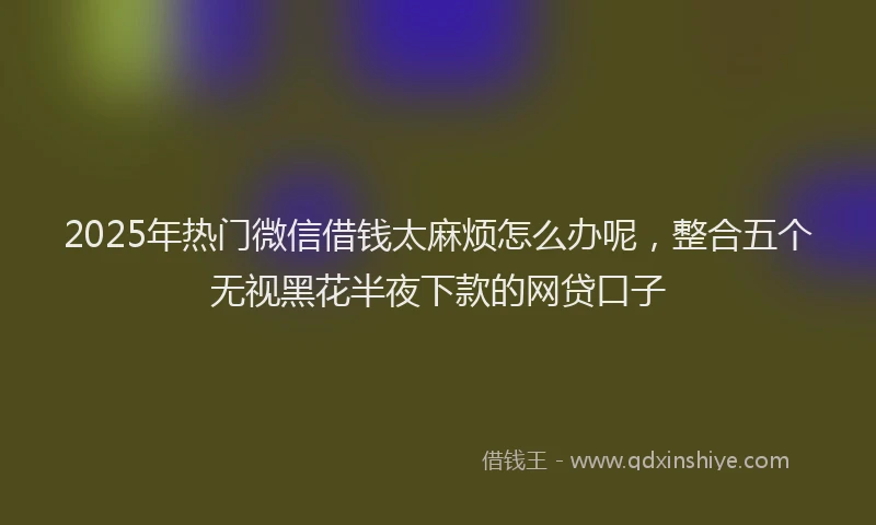 2025年热门微信借钱太麻烦怎么办呢，整合五个无视黑花半夜下款的网贷口子