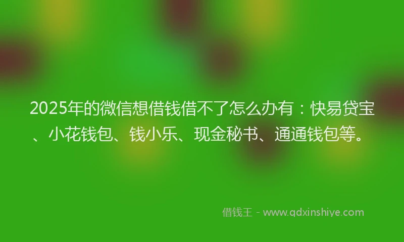 2025年的微信想借钱借不了怎么办有：快易贷宝、小花钱包、钱小乐、现金秘书、通通钱包等。