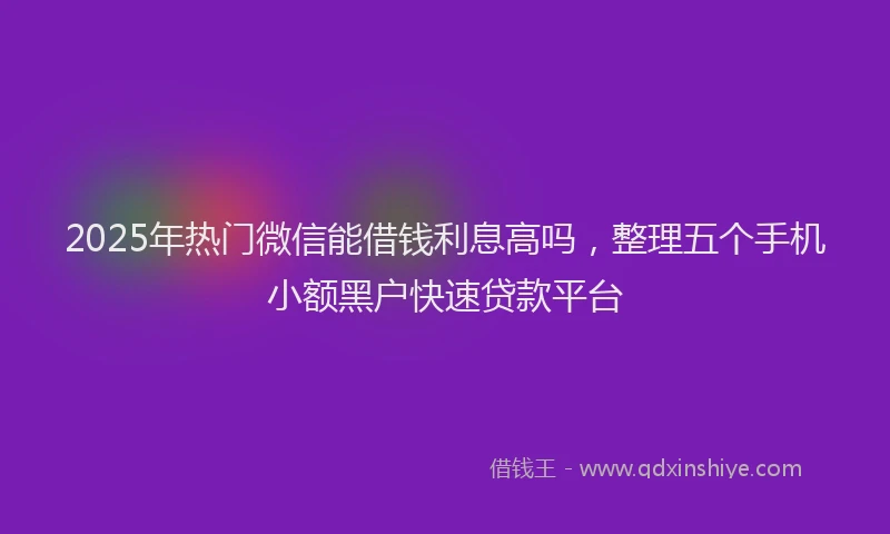 2025年热门微信能借钱利息高吗，整理五个手机小额黑户快速贷款平台