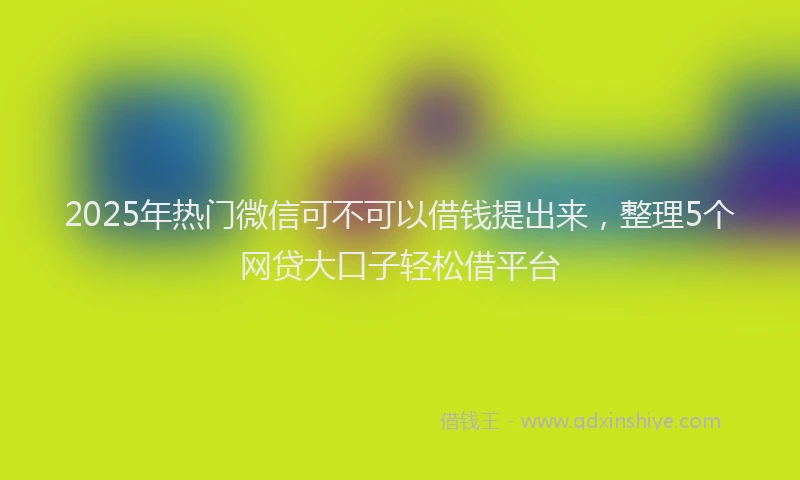 2025年热门微信可不可以借钱提出来，整理5个网贷大口子轻松借平台