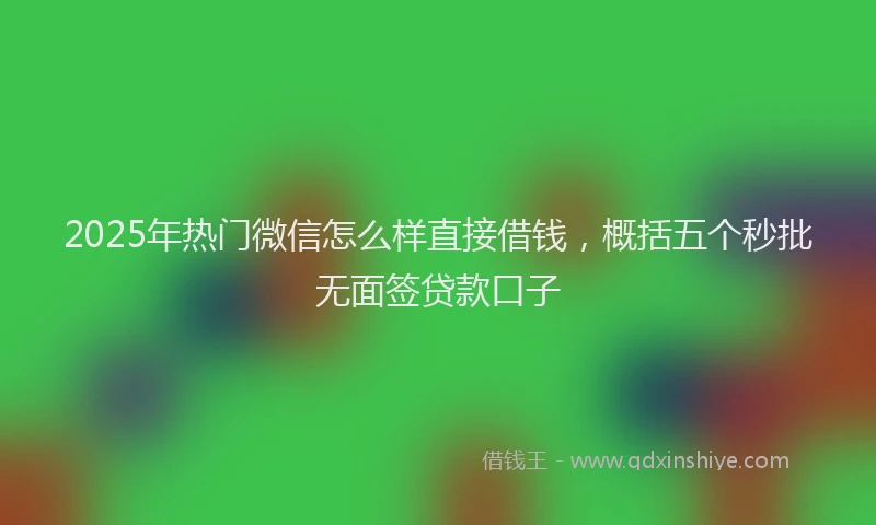 2025年热门微信怎么样直接借钱，概括五个秒批无面签贷款口子