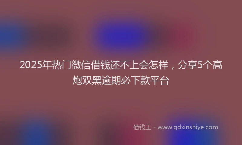 2025年热门微信借钱还不上会怎样，分享5个高炮双黑逾期必下款平台