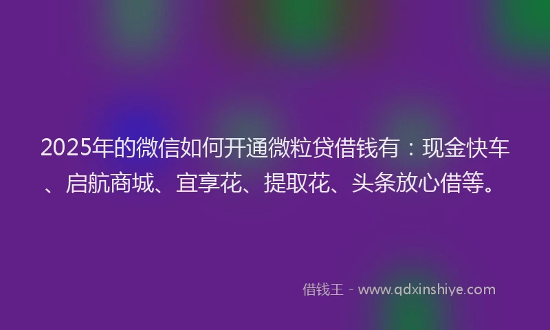 2025年的微信如何开通微粒贷借钱有：现金快车、启航商城、宜享花、提取花、头条放心借等。