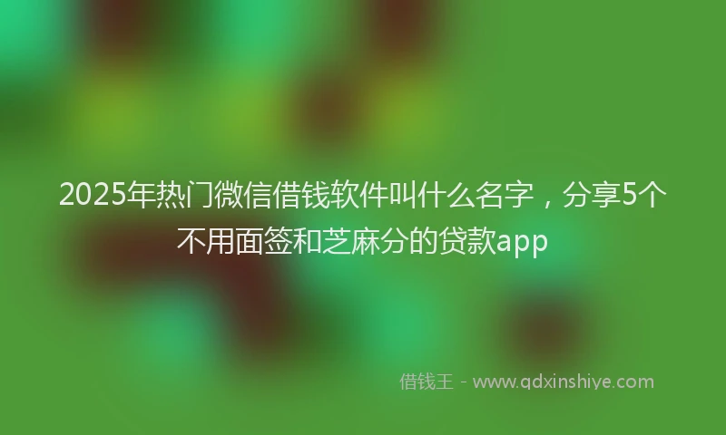 2025年热门微信借钱软件叫什么名字，分享5个不用面签和芝麻分的贷款app
