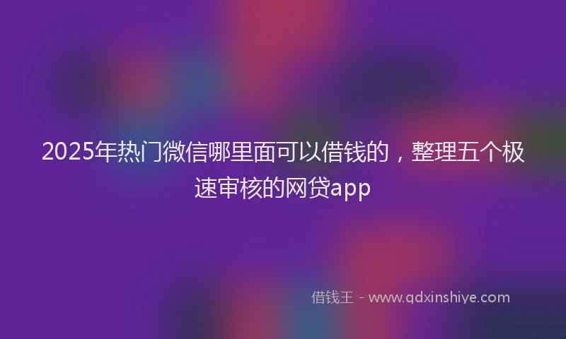 2025年热门微信哪里面可以借钱的，整理五个极速审核的网贷app