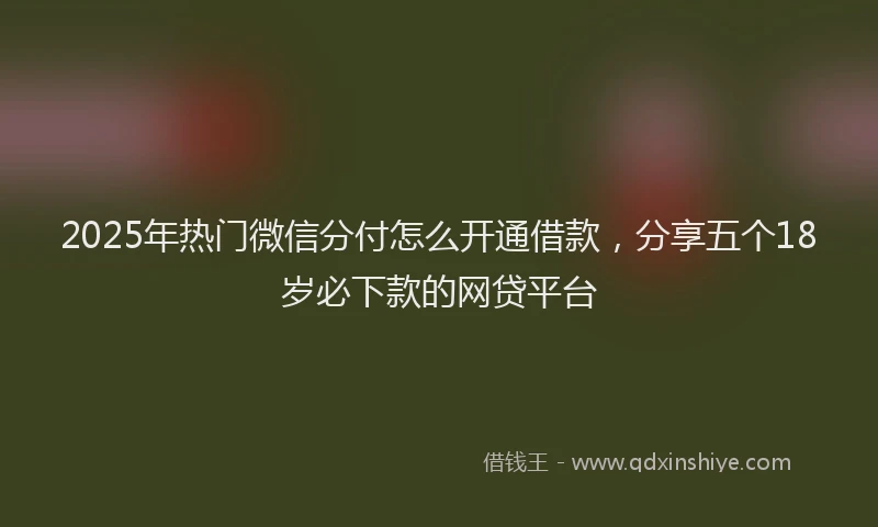 2025年热门微信分付怎么开通借款，分享五个18岁必下款的网贷平台