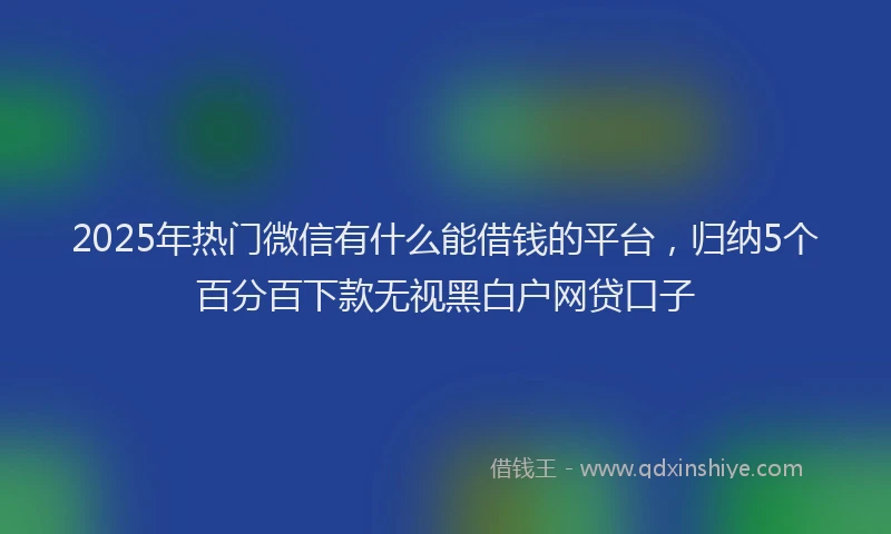 2025年热门微信有什么能借钱的平台，归纳5个百分百下款无视黑白户网贷口子