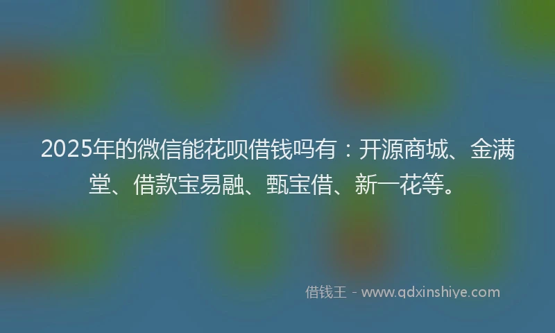 2025年的微信能花呗借钱吗有：开源商城、金满堂、借款宝易融、甄宝借、新一花等。