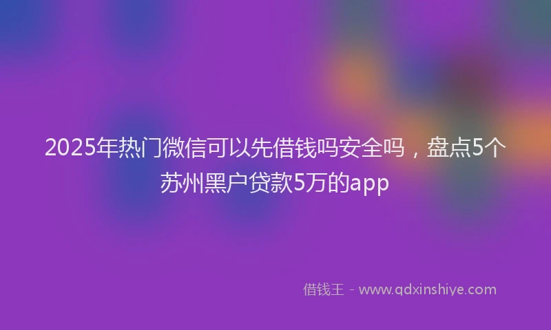 2025年热门微信可以先借钱吗安全吗，盘点5个苏州黑户贷款5万的app