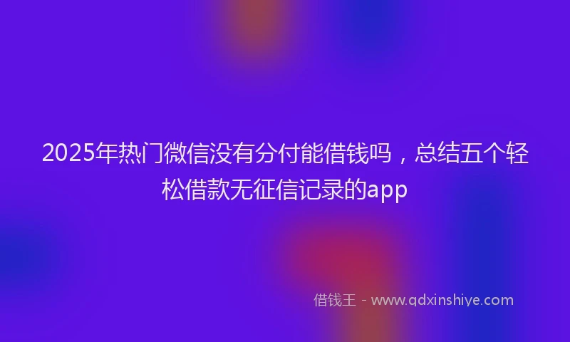 2025年热门微信没有分付能借钱吗，总结五个轻松借款无征信记录的app