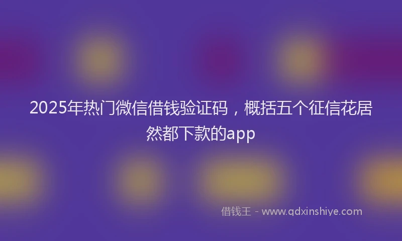 2025年热门微信借钱验证码，概括五个征信花居然都下款的app