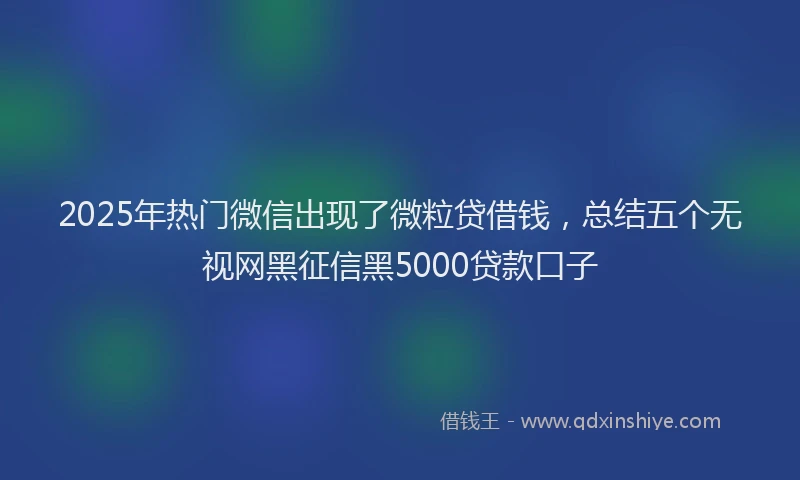 2025年热门微信出现了微粒贷借钱，总结五个无视网黑征信黑5000贷款口子
