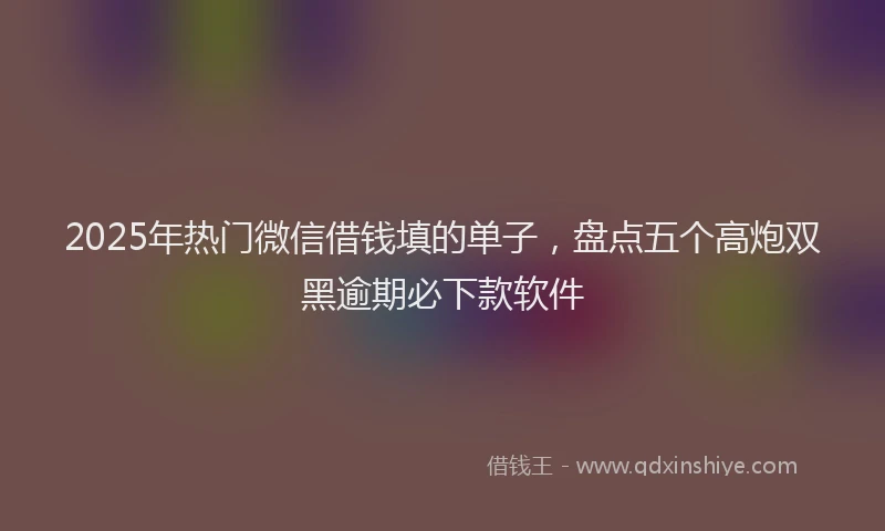 2025年热门微信借钱填的单子，盘点五个高炮双黑逾期必下款软件
