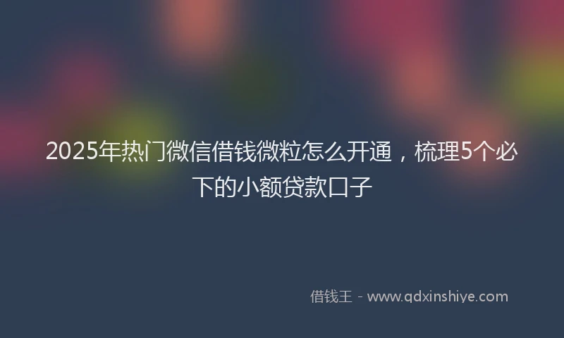 2025年热门微信借钱微粒怎么开通，梳理5个必下的小额贷款口子