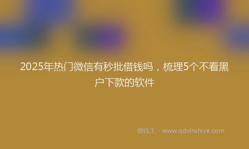 2025年热门微信有秒批借钱吗，梳理5个不看黑户下款的软件