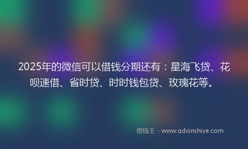 2025年的微信可以借钱分期还有：星海飞贷、花呗速借、省时贷、时时钱包贷、玫瑰花等。