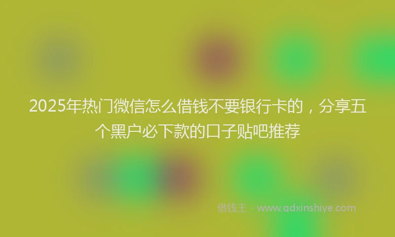 2025年热门微信怎么借钱不要银行卡的，分享五个黑户必下款的口子贴吧推荐
