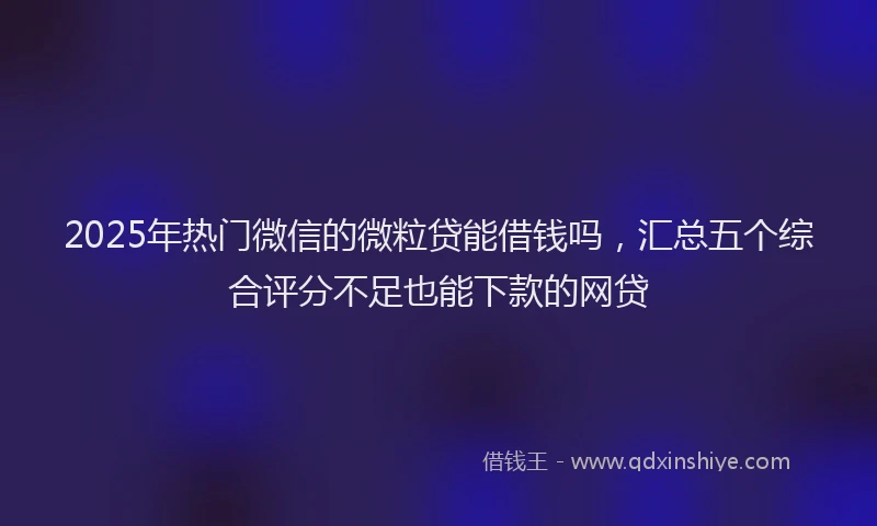 2025年热门微信的微粒贷能借钱吗，汇总五个综合评分不足也能下款的网贷