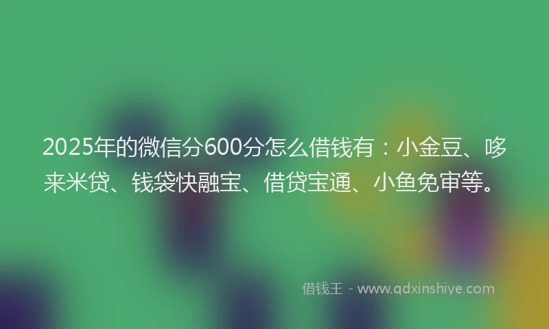 2025年的微信分600分怎么借钱有：小金豆、哆来米贷、钱袋快融宝、借贷宝通、小鱼免审等。