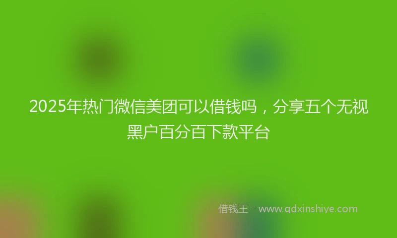 2025年热门微信美团可以借钱吗，分享五个无视黑户百分百下款平台