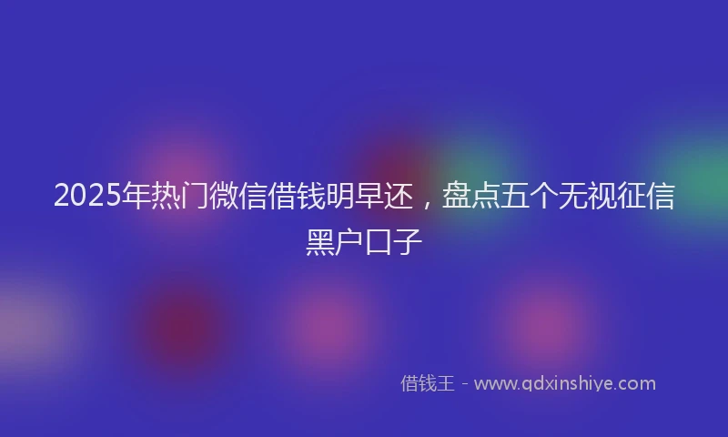 2025年热门微信借钱明早还，盘点五个无视征信黑户口子