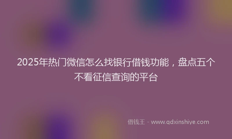 2025年热门微信怎么找银行借钱功能，盘点五个不看征信查询的平台