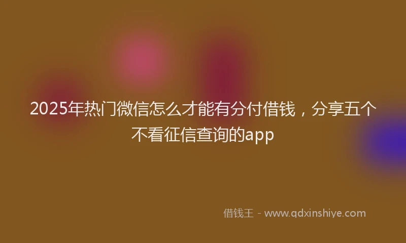 2025年热门微信怎么才能有分付借钱，分享五个不看征信查询的app