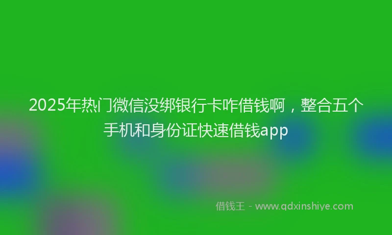 2025年热门微信没绑银行卡咋借钱啊，整合五个手机和身份证快速借钱app