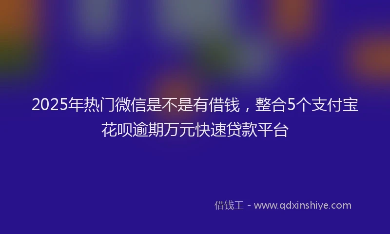 2025年热门微信是不是有借钱，整合5个支付宝花呗逾期万元快速贷款平台