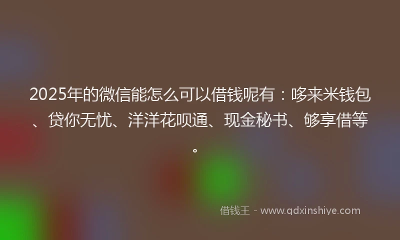 2025年的微信能怎么可以借钱呢有：哆来米钱包、贷你无忧、洋洋花呗通、现金秘书、够享借等。