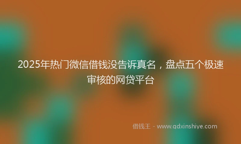 2025年热门微信借钱没告诉真名，盘点五个极速审核的网贷平台
