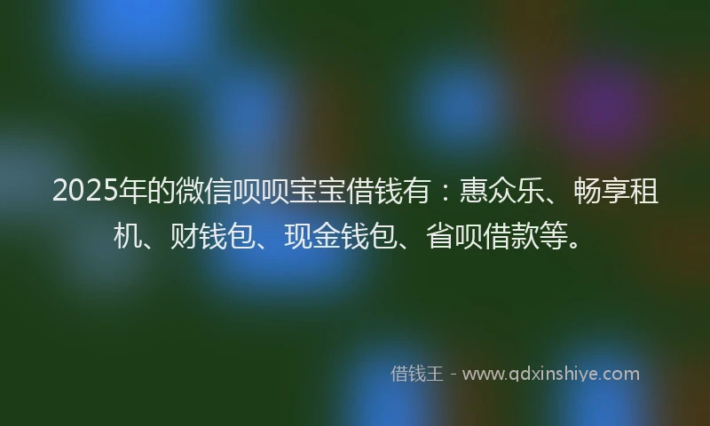 2025年的微信呗呗宝宝借钱有：惠众乐、畅享租机、财钱包、现金钱包、省呗借款等。