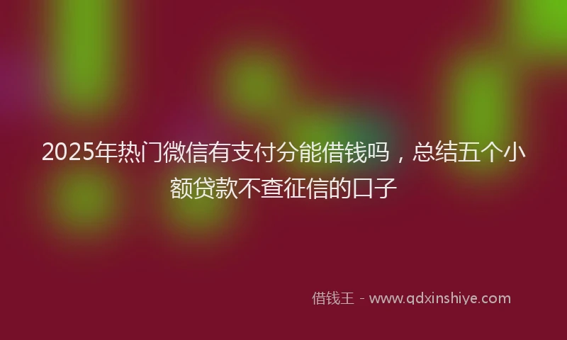 2025年热门微信有支付分能借钱吗，总结五个小额贷款不查征信的口子