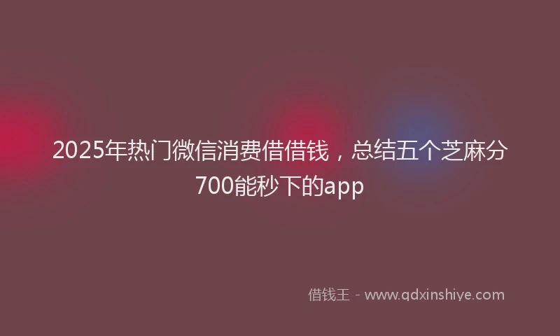 2025年热门微信消费借借钱，总结五个芝麻分700能秒下的app