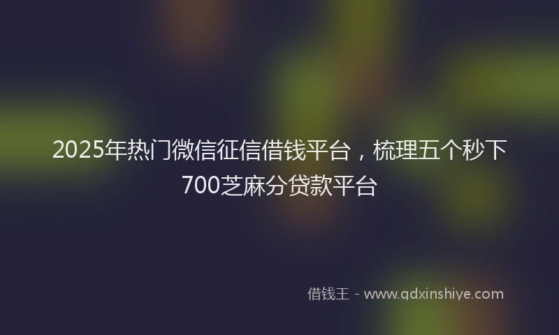 2025年热门微信征信借钱平台，梳理五个秒下700芝麻分贷款平台