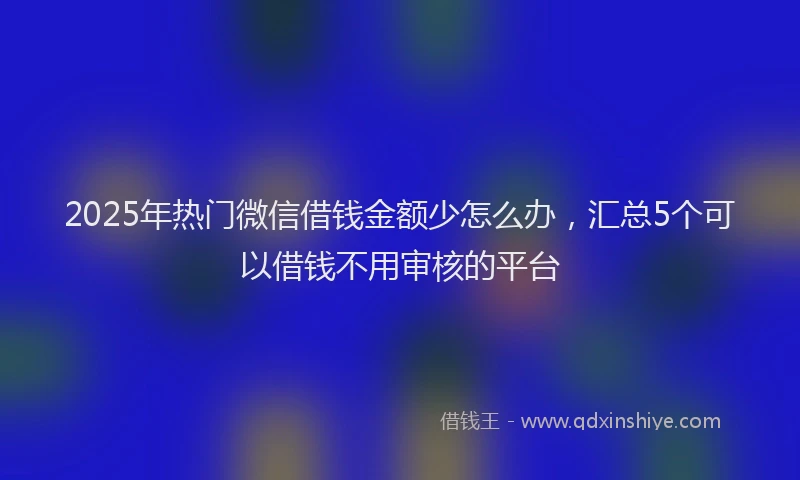 2025年热门微信借钱金额少怎么办，汇总5个可以借钱不用审核的平台