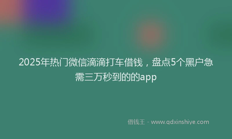 2025年热门微信滴滴打车借钱，盘点5个黑户急需三万秒到的的app