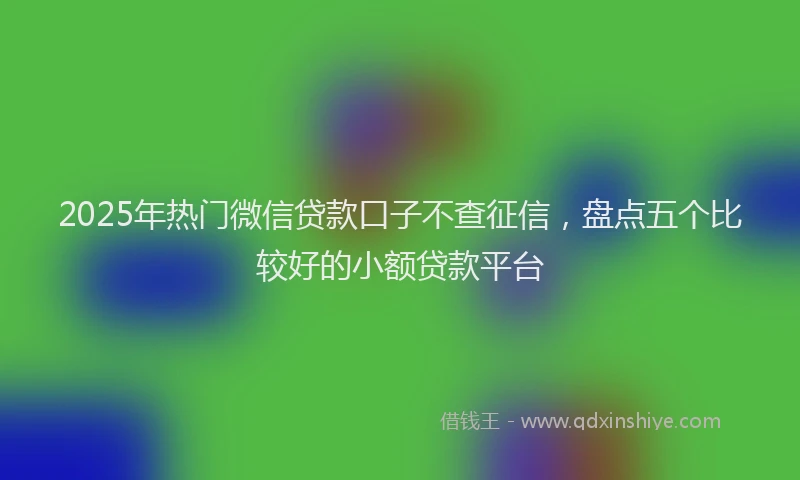 2025年热门微信贷款口子不查征信，盘点五个比较好的小额贷款平台