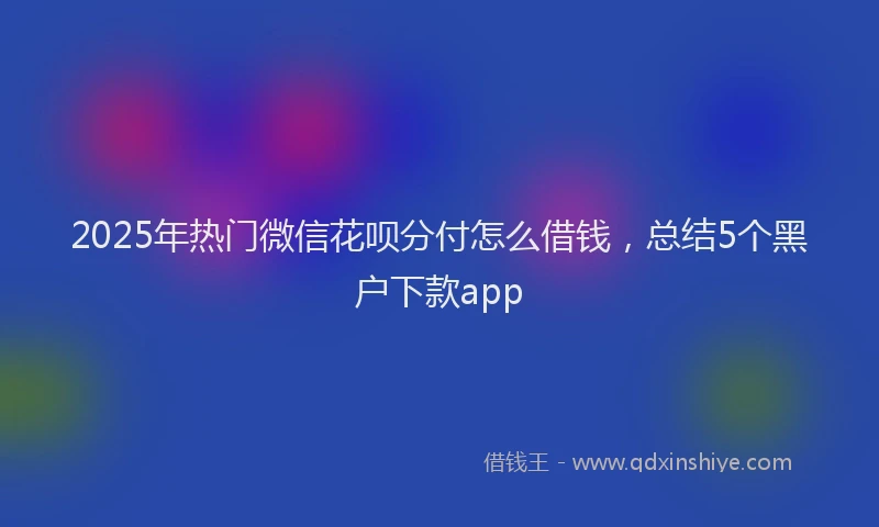 2025年热门微信花呗分付怎么借钱，总结5个黑户下款app