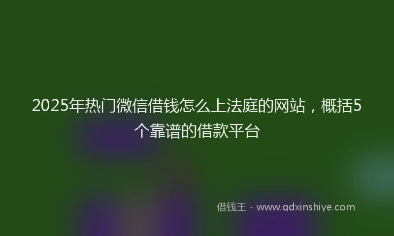 2025年热门微信借钱怎么上法庭的网站，概括5个靠谱的借款平台