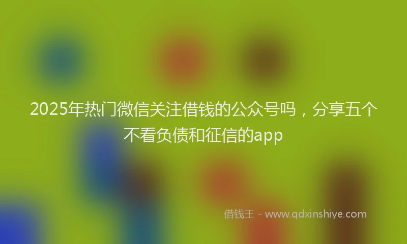 2025年热门微信关注借钱的公众号吗，分享五个不看负债和征信的app